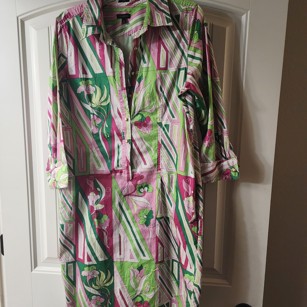 Talbots Multicolor Patterned Button Down Dress - image 1
